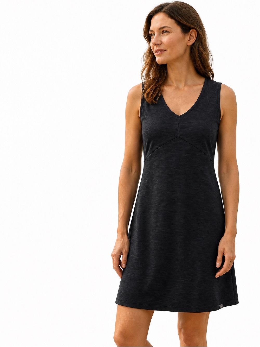 NWT L.L.Bean Beech Point Knit Athleisure Dress Black Sleeveless Size Medium